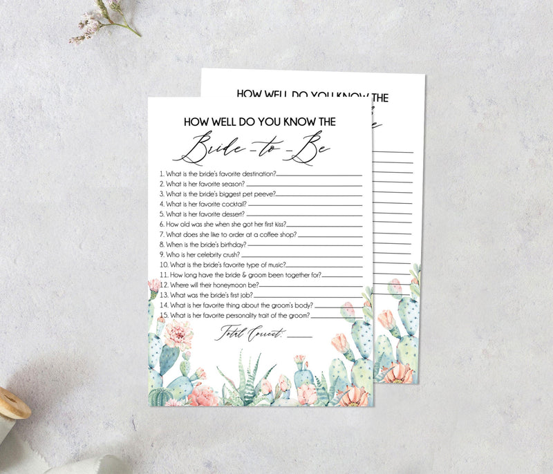 succulent trivia Fiesta Bridal Trivia Editable Game
