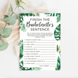 Editable Finish the Sentence Game Template | Fun Bachelorette Party Game 