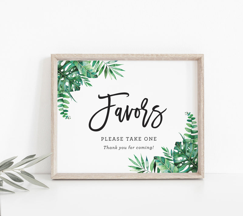 Printable Tropical Favors Sign | Wedding Reception Baby Bridal Shower Gift Favors Sign 