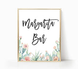Fiesta Margarita Bar Sign | Watercolor Cactus Shower Decor Sign