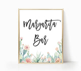 Fiesta Margarita Bar Sign | Watercolor Cactus Shower Decor Sign 