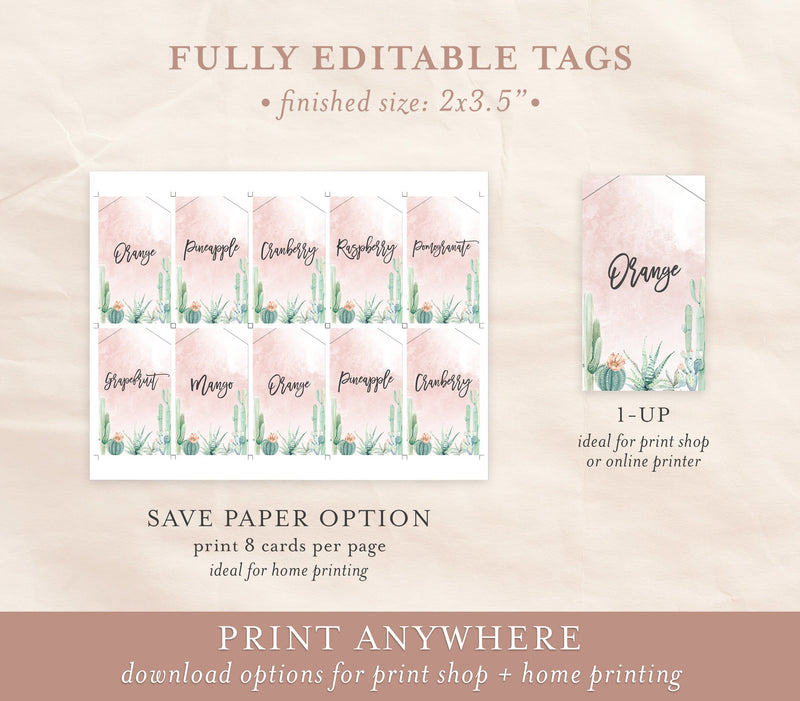 Mimosa Bar Juice Drink Tags Template | Fiesta Shower Tags 
