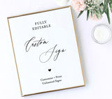 Editable Custom Wedding Sign Template | Minimal Wedding Sign 