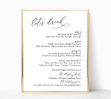 Editable Wedding Bar Sign Template | Wedding Signature Drinks Sign