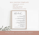 Editable Wedding Bar Sign Template | Wedding Signature Drinks Sign