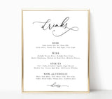 Editable Wedding Bar Sign Template | Minimalist Wedding Drinks Sign
