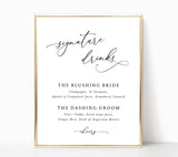 Editable Signature Drinks Sign Template | Minimalist Wedding Bar Sign Template