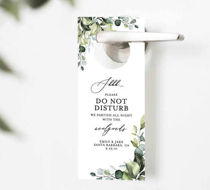Greenery Door Hanger Wedding Sign | Editable Template