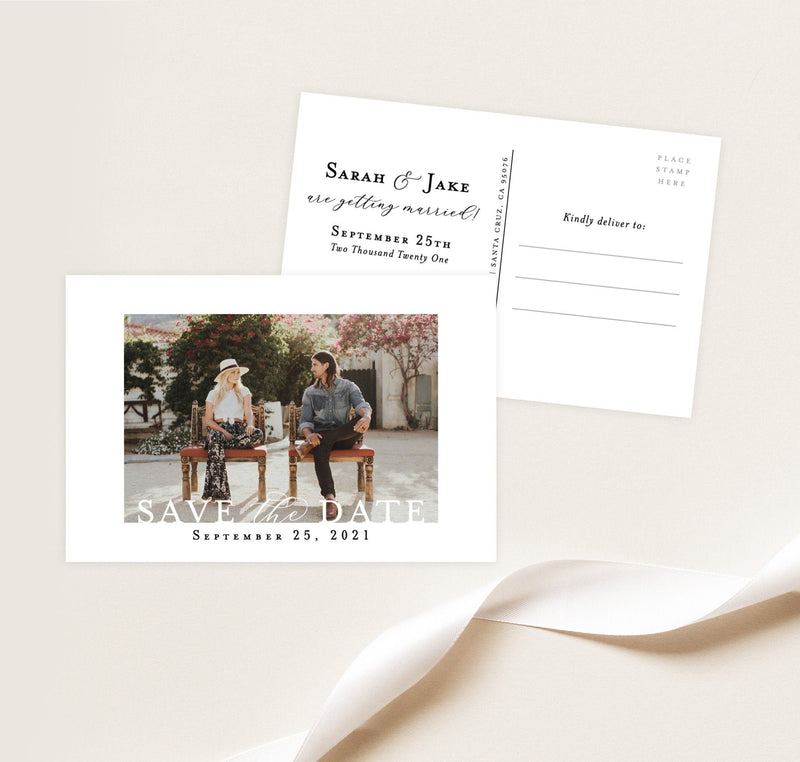 Photo Save the Date Postcard Template | Save the Date with Pictures Template 