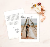 Photo Thank You Card Editable Template | Minimalist Wedding Thank You Card 