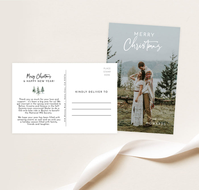 Christmas Postcard Editable Template | Editable Photo Christmas Card