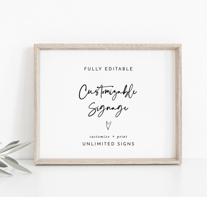 Minimal Custom Sign Template | Customizable Wedding Signage