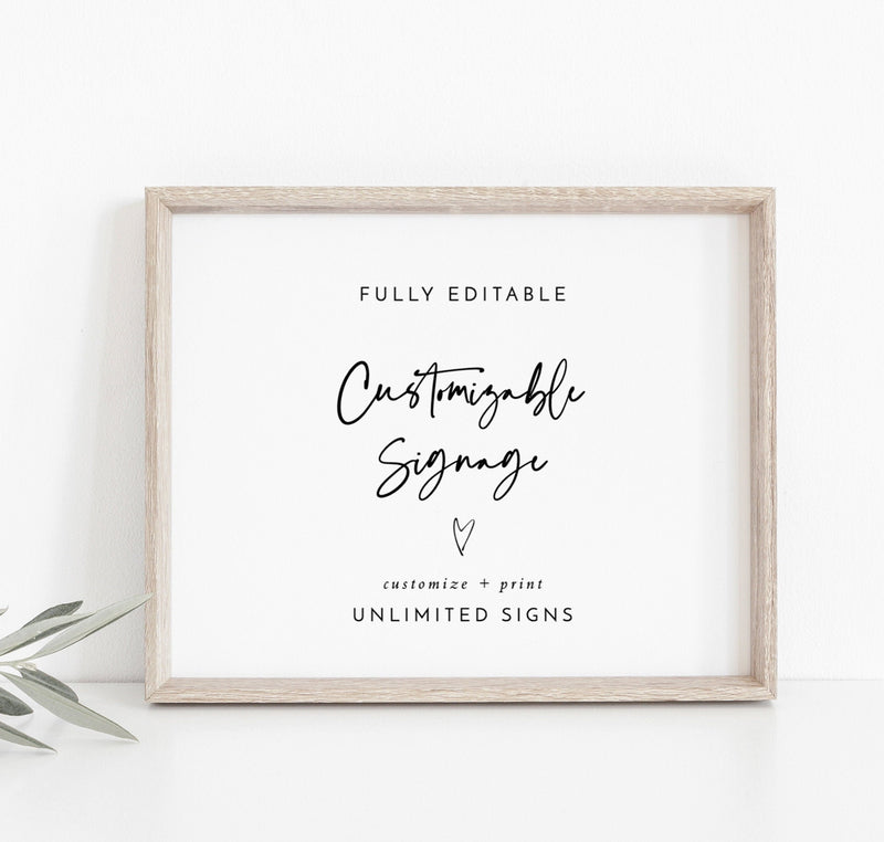 Minimal Custom Sign Template | Customizable Wedding Signage 