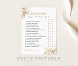 Editable He Said She Said Baby Shower Game | Pampas Grass Palm Fronds