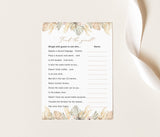 Editable Find the Guest Shower Game Template | Pampas Grass Bridal Shower Game