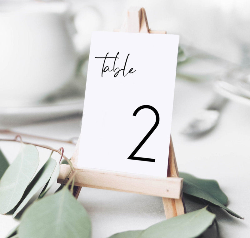 Modern Minimalist Wedding Table Number Template | Minimal Wedding Reception Decor 