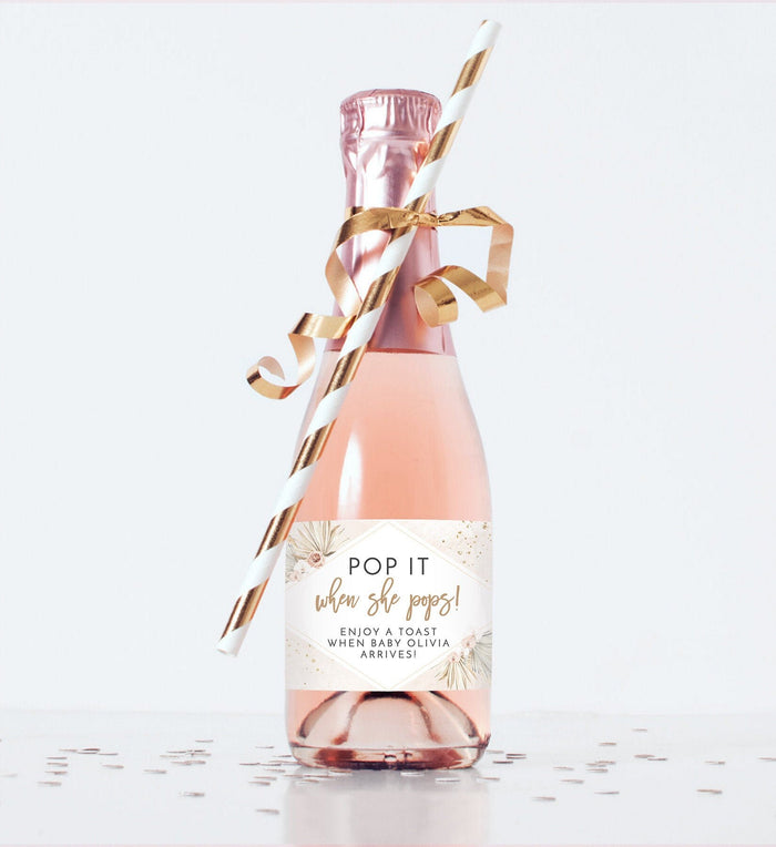 Pop When She Pops Label | Mini Champagne Bottle Label Template