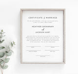 Certificate of Marriage Editable Template | Minimalist Wedding Certificate 