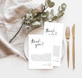 Minimalist Thank You Letter | Wedding Napkin Note