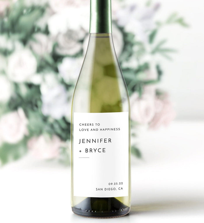 Minimalist Wine Bottle Label Template | Modern Wedding Wine Label