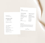 Minimalist Wedding Program Template | Printable Order of Service