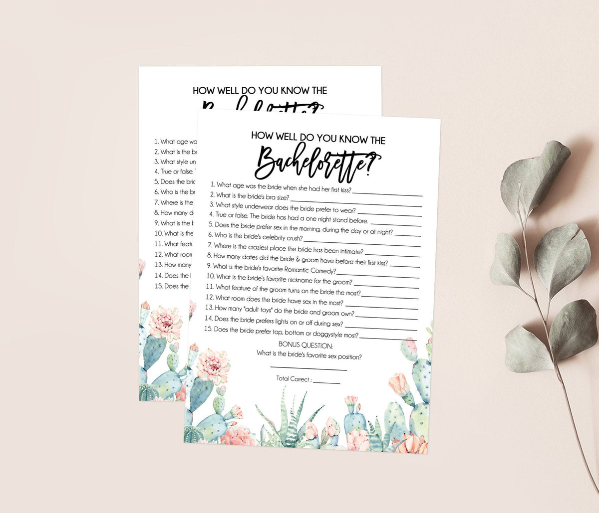 Bachelorette Party Game | Bachelorette Trivia Game