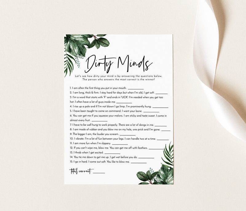 Dirty Minds Bachelorette Game | Dirty Bachelorette Party Game 