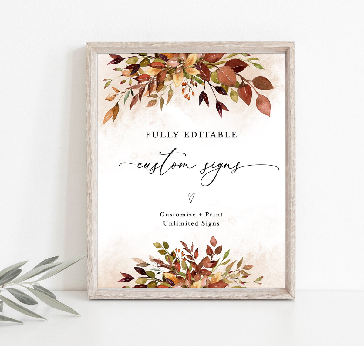 Rustic Fall Wedding Sign Template | Autumn Wedding Custom Sign