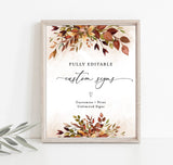 Rustic Fall Wedding Sign Template | Autumn Wedding Custom Sign