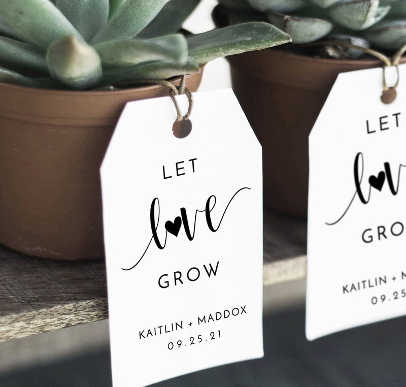 Let Love Grow Favor Tag Template | Editable Favor Tag 