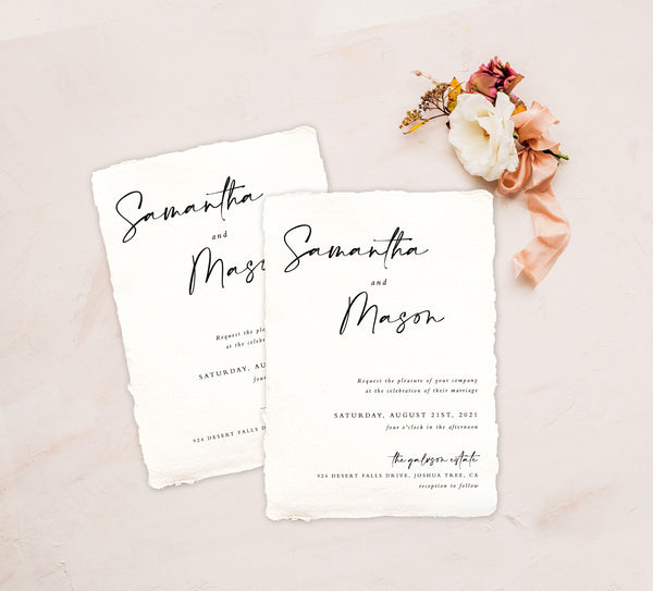 Modern Minimalist Wedding Invitation Template | Editable Wedding Invite 