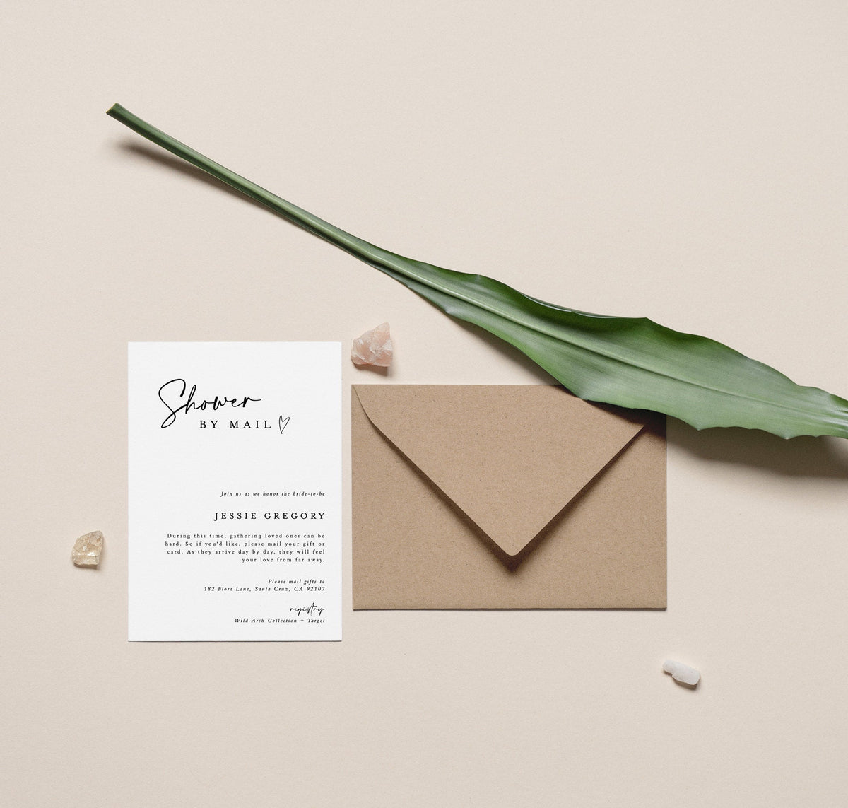 Bridal Shower By Mail Invite | Minimalist Baby or Bridal Shower Invite