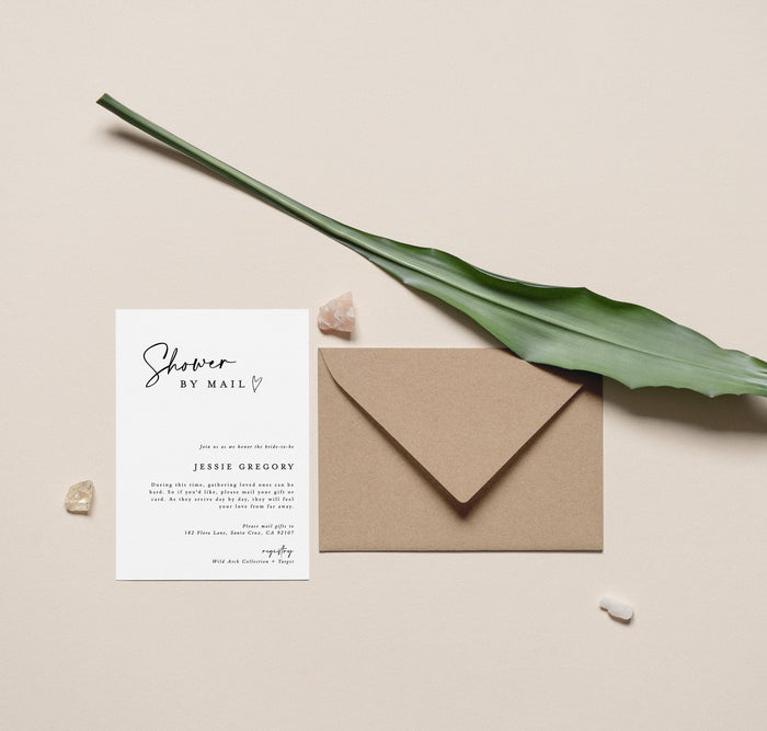 Bridal Shower By Mail Invite | Minimalist Baby or Bridal Shower Invite