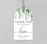 Greenery Thank You Shower Favor Tag | Editable Favor Tag Template
