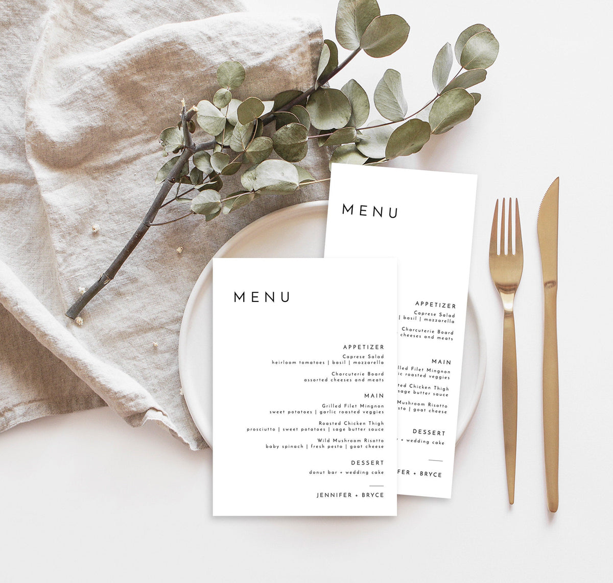 Minimalist Wedding Menu Template | Minimal Wedding Menu