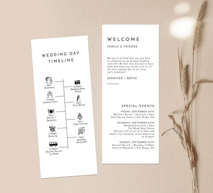 Minimalist Wedding Timeline Template | Modern Order of Events Timeline