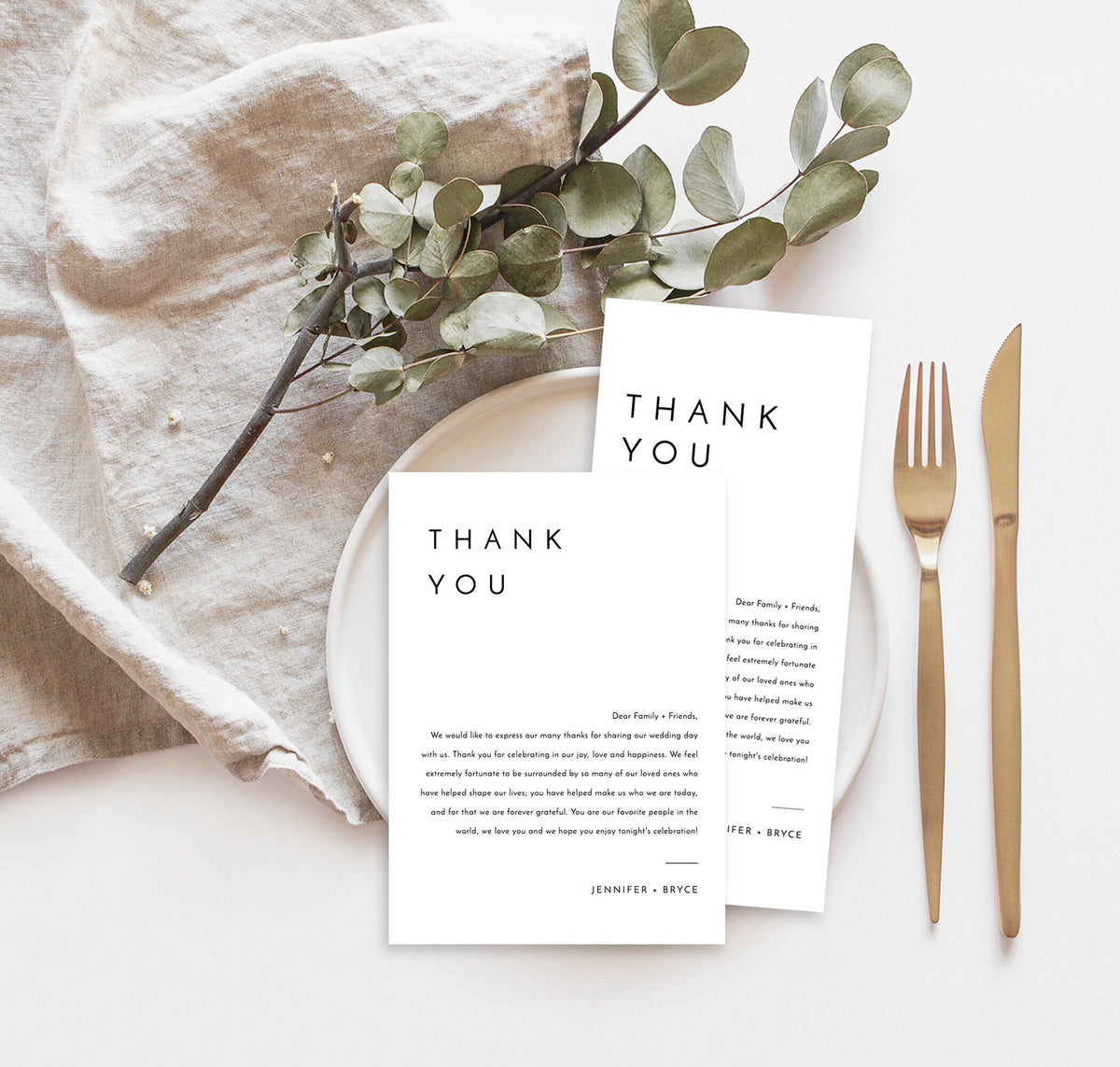 Minimalist Thank You Letter | Wedding Napkin Note