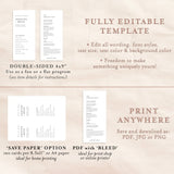 Minimalist Wedding Program Template | Printable Order of Service