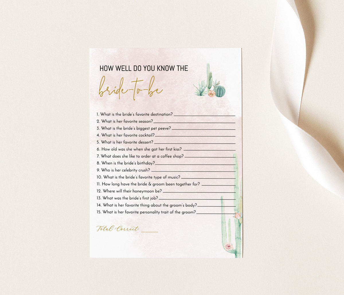 Fiesta Bridal Trivia Game | Editable How Well Do You Know the Bride-to-Be Game