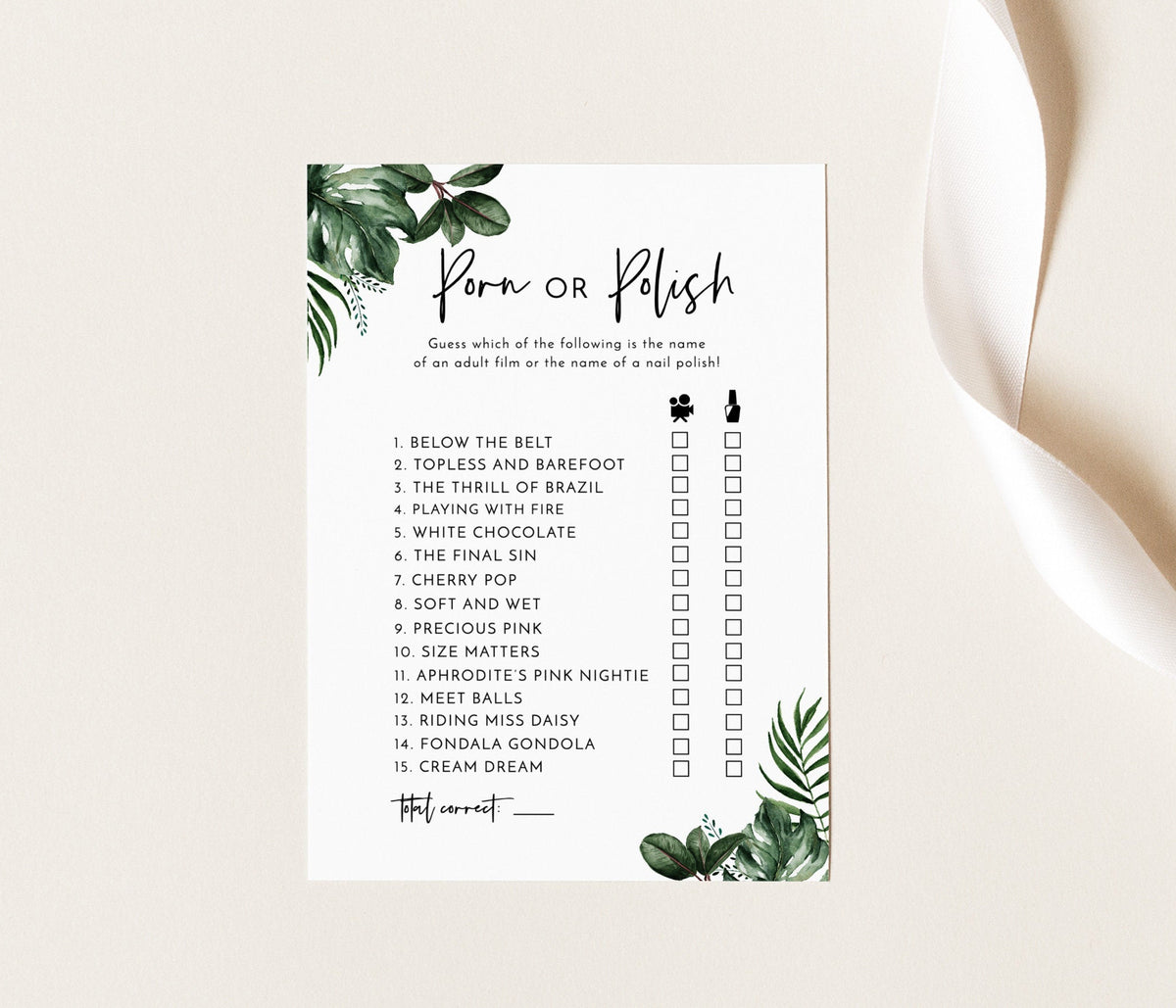 Porn Or Polish Bachelorette Game | Tropical Bachelorette Party