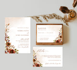 Rustic Fall Wedding Invitation Template | Autumn Wedding Invite 