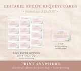 Desert Shower Recipe Request Card | Fiesta Bridal Shower Recipe Card Template 