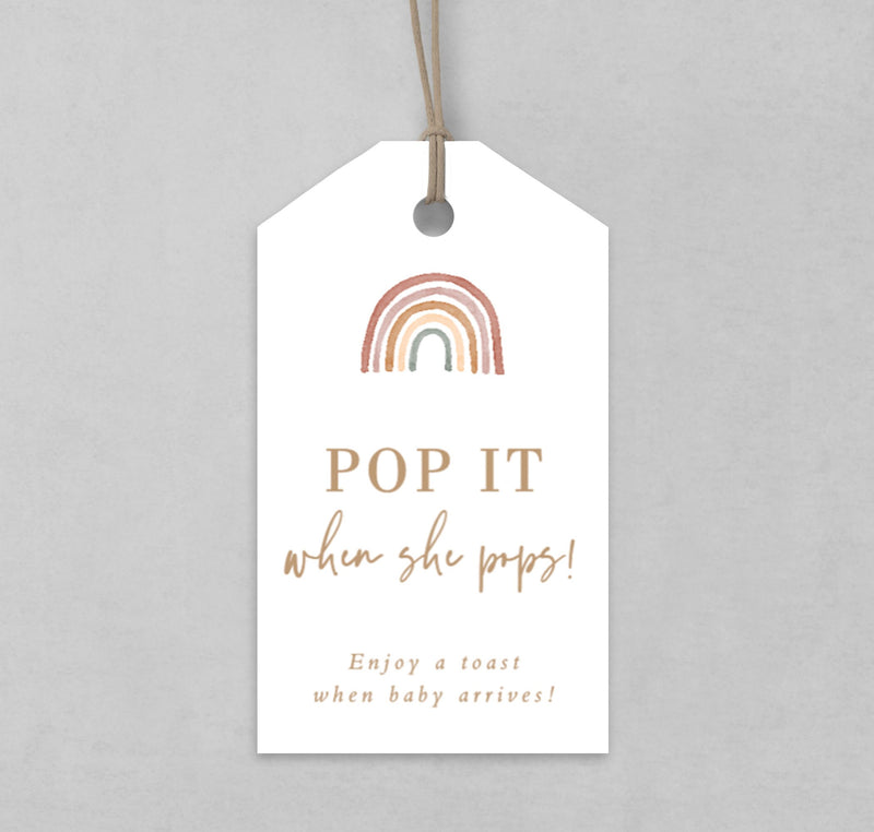 Pop When She Pops Tag | Mini Champagne Bottle Tag Template 