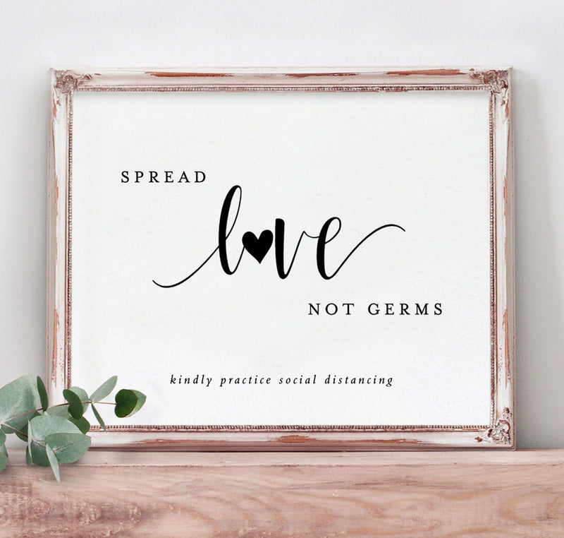 Spread Love, Not Germs Sign | Hand Sanitizer Sign 