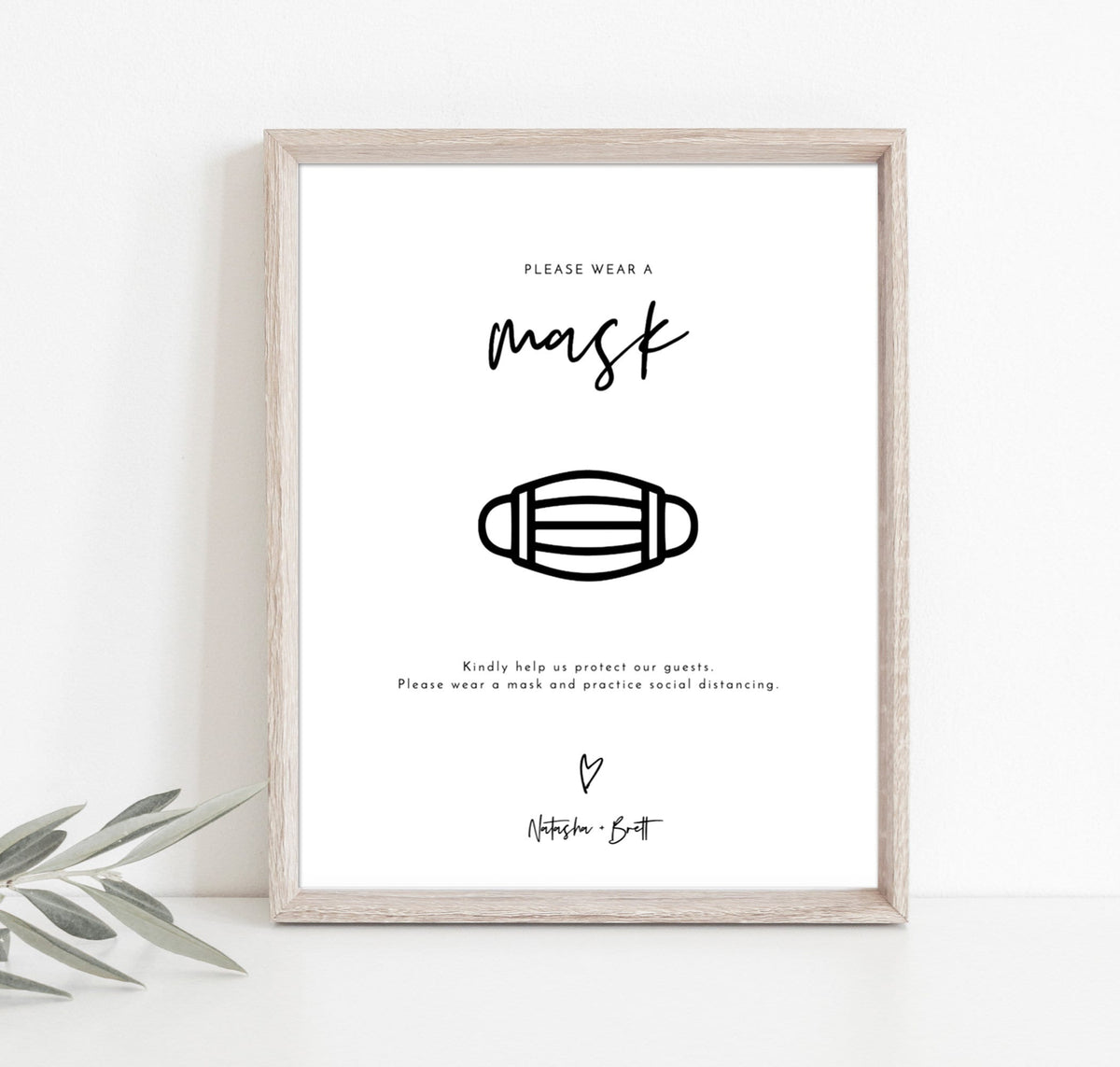 Please Wear A Mask Wedding Sign | Social Distancing Shower Sign