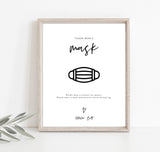 Please Wear A Mask Wedding Sign | Social Distancing Shower Sign