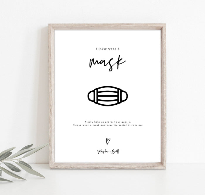 Please Wear A Mask Wedding Sign | Social Distancing Shower Sign