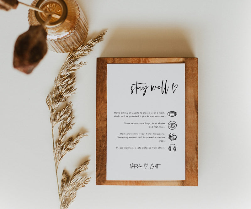 Stay Well Wedding Enclosure Card | Stay Healthy Wedding Card 