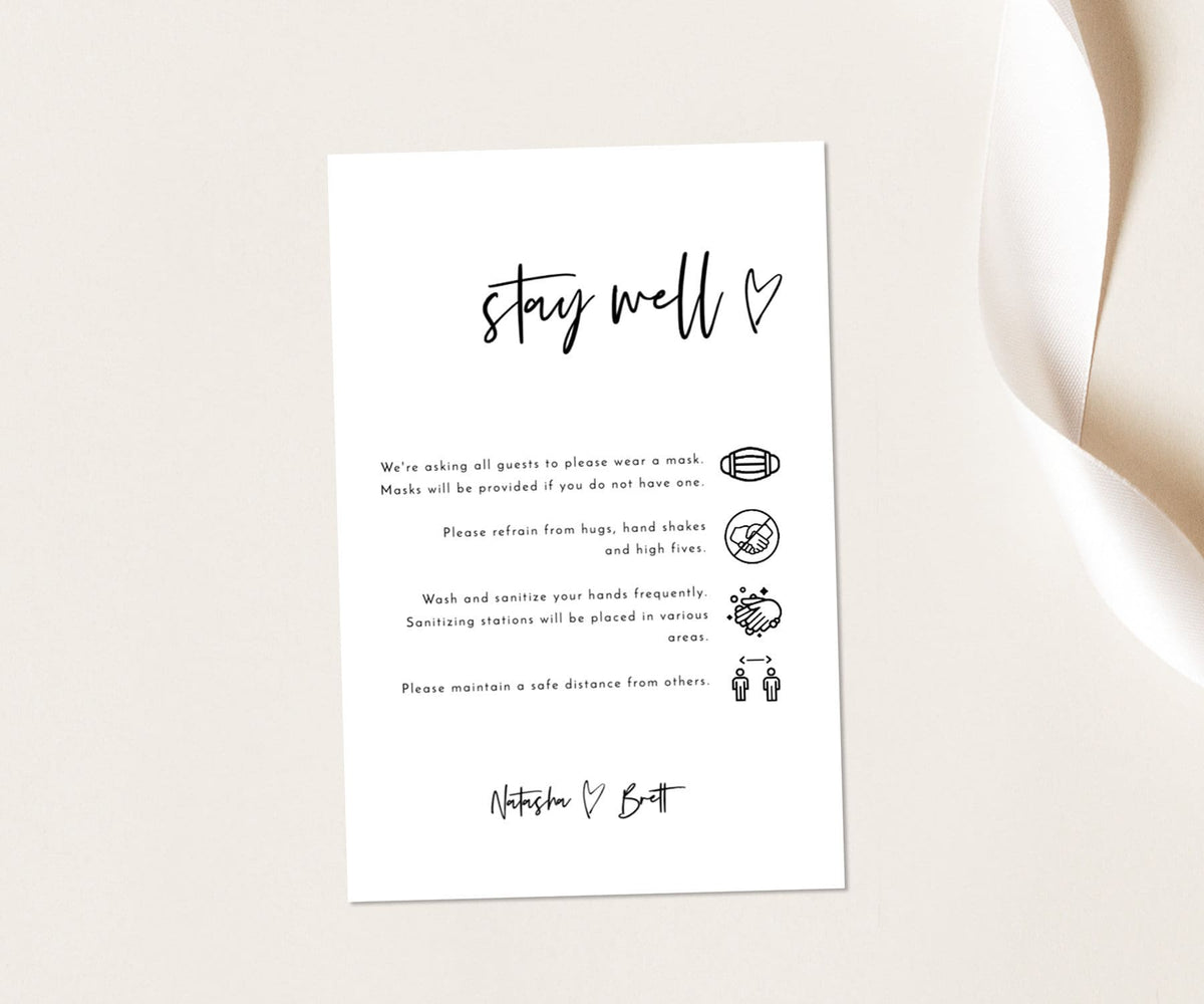 Stay Well Wedding Enclosure Card | Stay Healthy Wedding Card