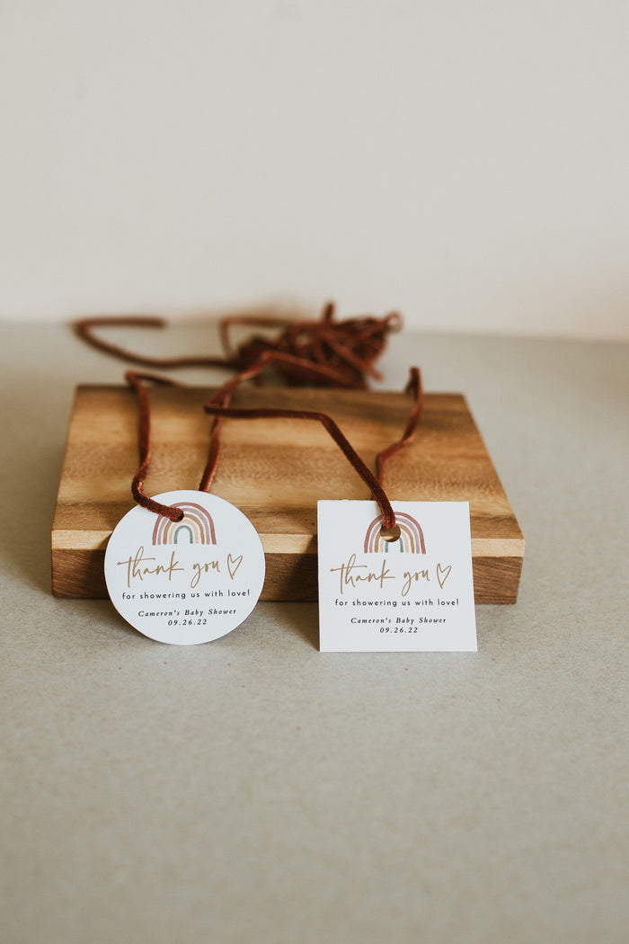 Rainbow Shower Favor Tag Template | Round Favor Tags